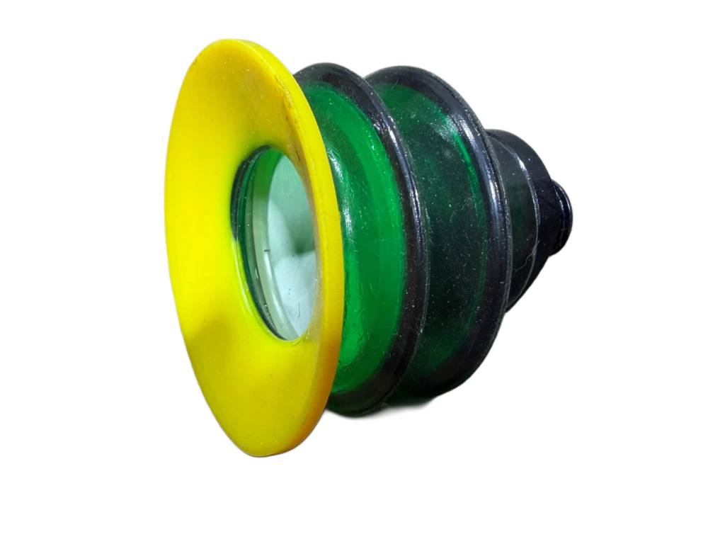 [Green-Yellow Dual Durometer Polyurethane 52mm Double Bellow Suction Cup G1/4 Thread] SC2-52-D2-14